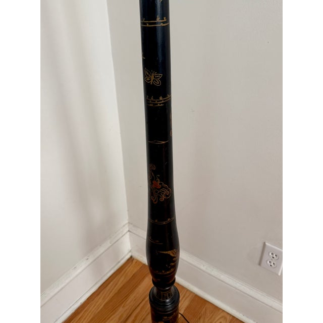 Antique Chinese Wooden Hand-Painted Floor Lamp For Sale - Image 11 of 18