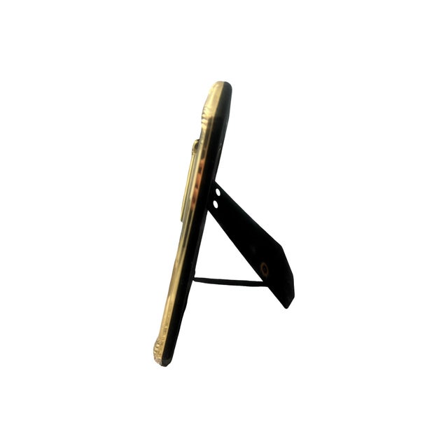 Vintage Postmodern 1980s Art Deco Brass Picture Frame Velvet For Sale In Palm Springs - Image 6 of 9