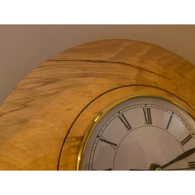 1980s 1980s Handcrafted Spalted Beech Wall Clock – Signed Tom Shaw – Natural Wood Artisan Design - Irish Artisan Designer For Sale - Image 5 of 7