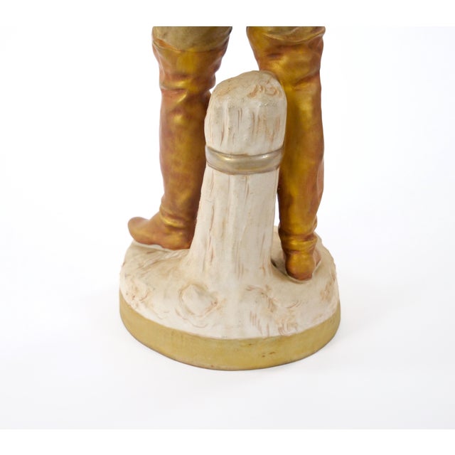 20th Century Hand Painted/Gilt Decorated Porcelain Decorative Man's Sculpture For Sale - Image 11 of 12