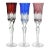 1980s Towle Set of 3 Crystal Cobalt Blue, Ruby & Burgundy Fluted Champagne Glasses For Sale
