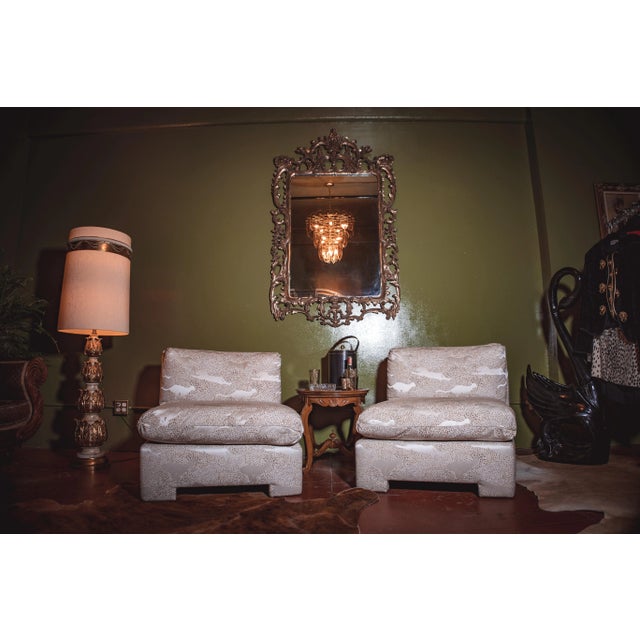 This 1980’s John Stuart for Marge Carson set has been freshly reupholstered in a high grade fabric with a glamorous...