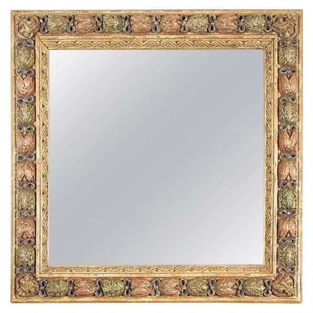 Gold Venetian Moorish Style Hand-Carved Polychrome Mirror, Italy, Circa 1960s For Sale - Image 8 of 8