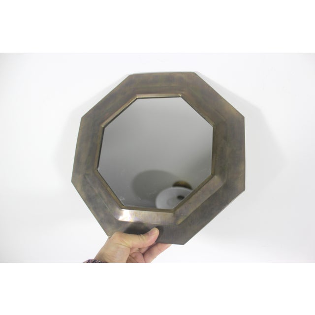 Brass Vintage Moroccan Octagonal Brass Mirror Mid Century Modern For Sale - Image 8 of 11