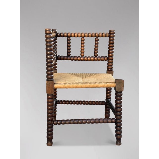 French Oak Bobbin Corner Chair, 1920s For Sale - Image 3 of 7