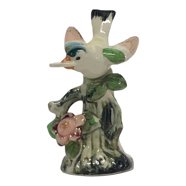 Vintage 1960s Hand Painted Porcelain Messenger Bird Figurine For Sale