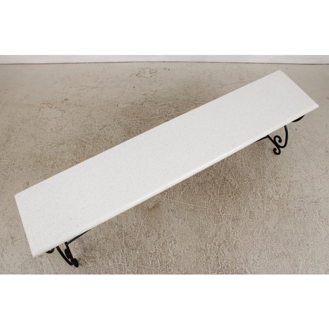 Metal Wrought Iron Base Marble Top Console Sofa Table For Sale - Image 7 of 15