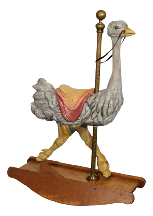 Vintage Polychrome Painted Carousel Ostrich