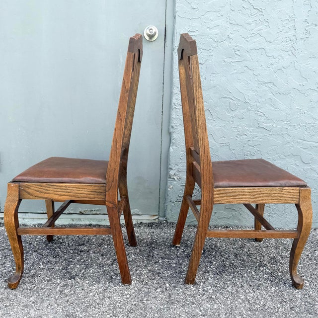 Antique Oak Dining Chairs - A Pair For Sale In West Palm - Image 6 of 11