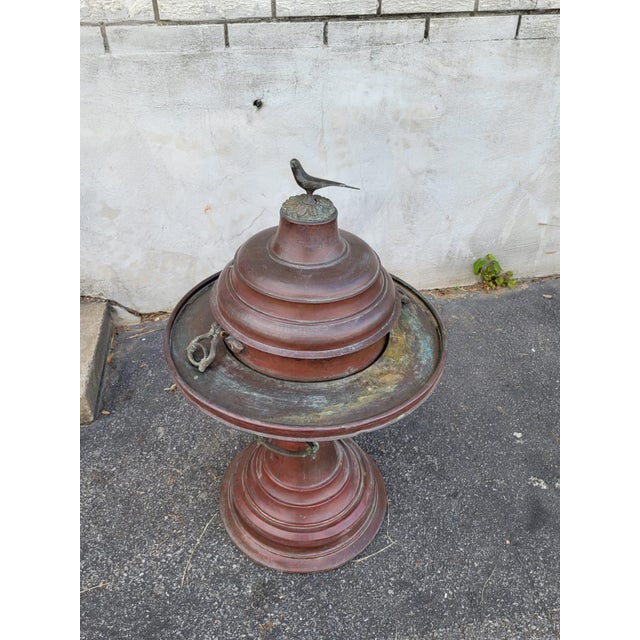 Early 20th Century Copper Brazier Temple-Sized Censer with Bird Finial For Sale In Philadelphia - Image 6 of 8