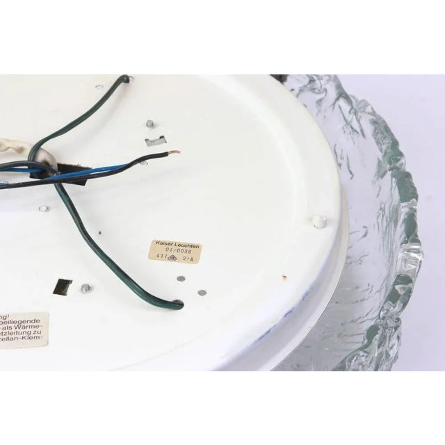 Big Round Murano Ice Glass Flush Mount from Kaiser, Germany, 1970s For Sale - Image 6 of 7