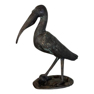 Large Vintage Mid Century Bronze Pelican Sculpture, Circa 50s 60s For Sale