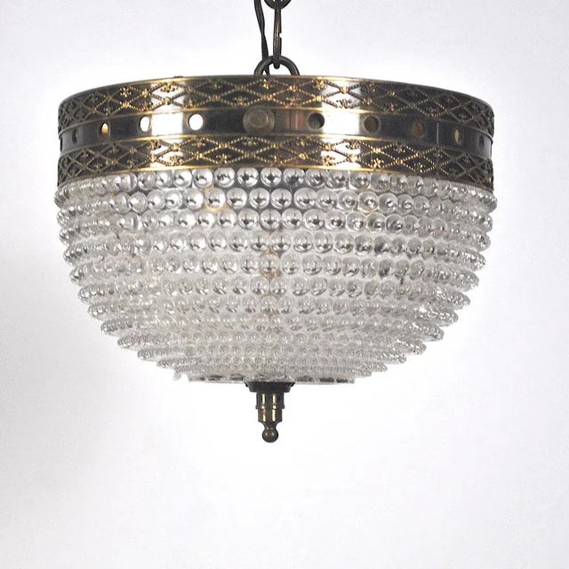 Glass and Brass Pendant Lamp, 1950s For Sale - Image 6 of 8