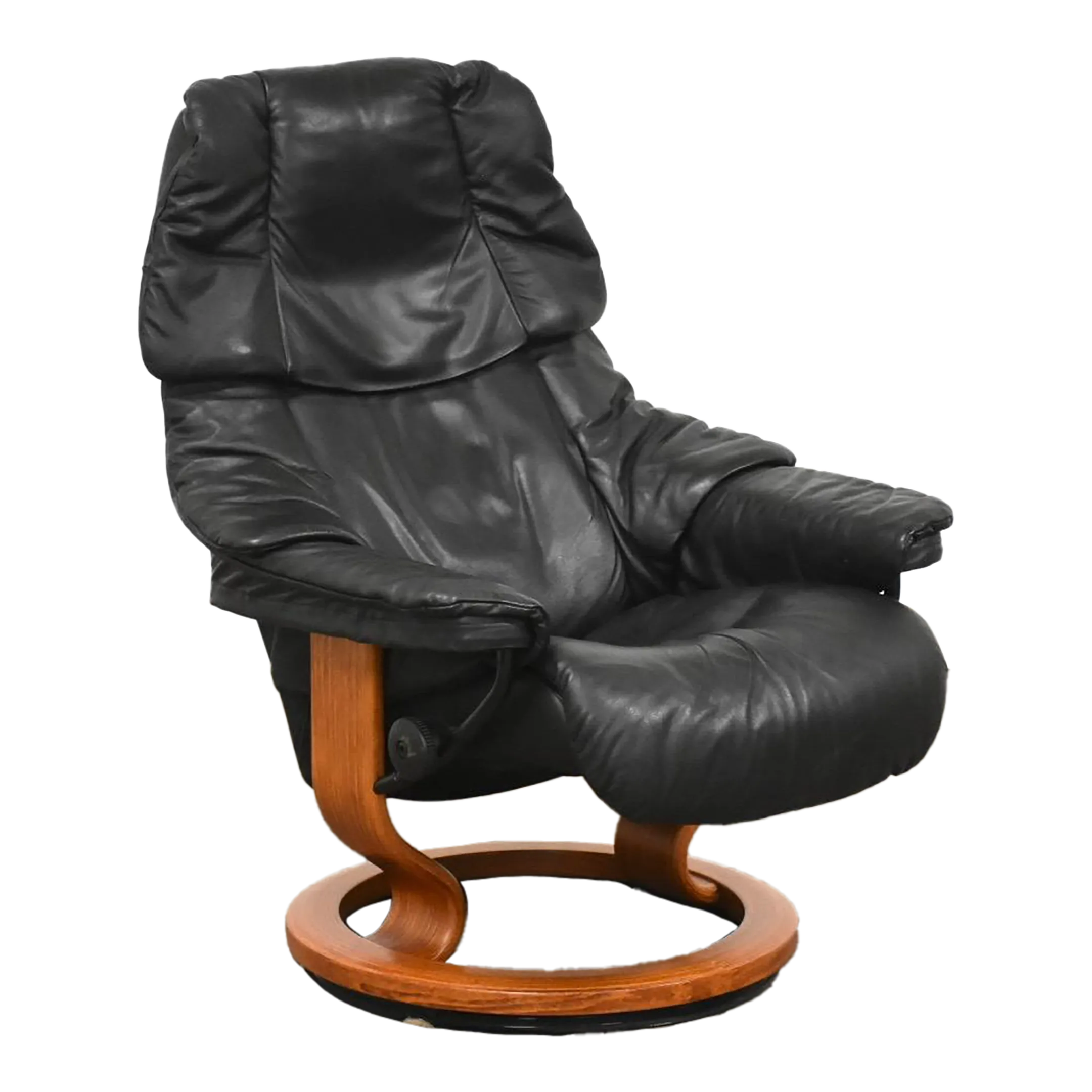 【美品】EKORNES Stresslessレザーリクライニングチェア　ブラック EKORNES(エコーネス)リクライニングチェア「ストレスレス