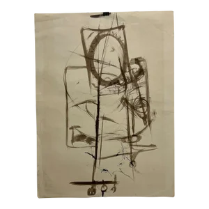 1962 Gordon Wagner Ink Sketch Watercolor Abstract Mexican Assemblage 6/3/62