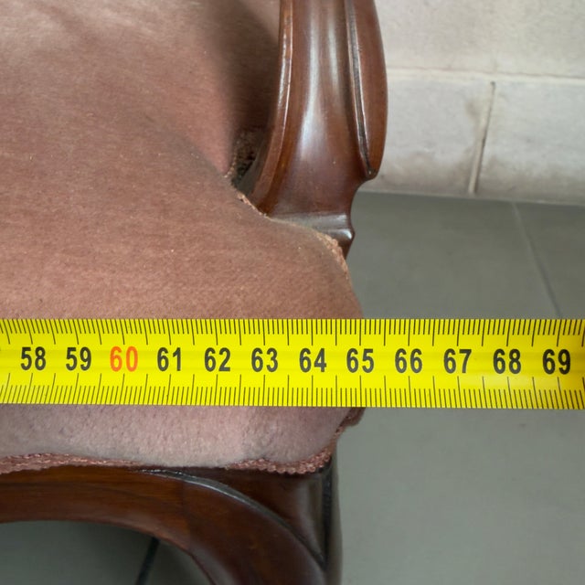 Antique Louis XV Armchair, Upholstered Fabric, Carved Wood, 20th Century For Sale - Image 9 of 11