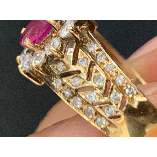 0.50 Carat Natural Ruby And Diamond 14 Karat Yellow Gold Ring Size 6 Half Carat of very clean natural Ruby and Diamond...