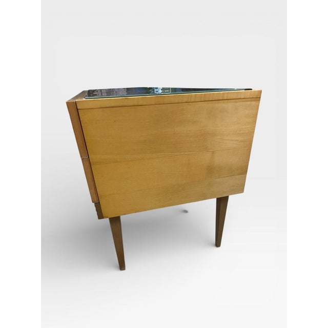 Mid-Century Dressing Table or Chest of Drawers in Maple Veneer with Brass Handles and Glass Top, Germany, 1950s-1960s For Sale - Image 13 of 16