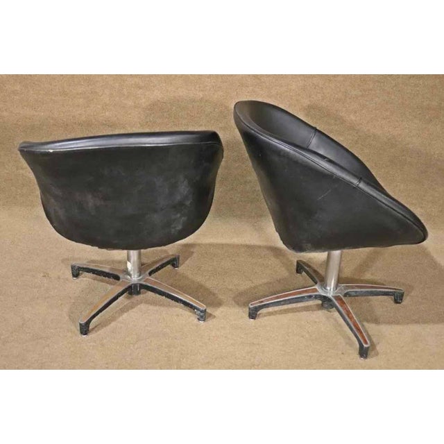 Black Mid 20th Century Mid-Century Modern Swivel Chairs- Set of 2 For Sale - Image 8 of 9