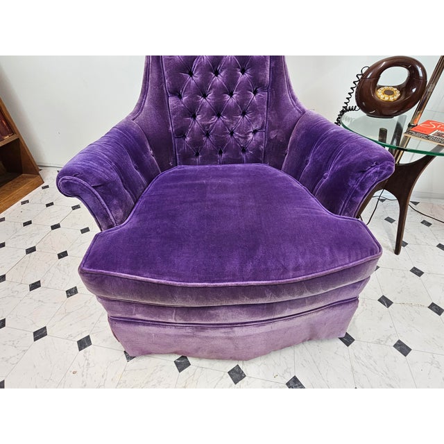 Textile Hollywood Regency High Back Chair For Sale - Image 7 of 10