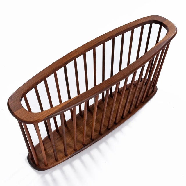 1950s Giant Mid-Century Modern Arthur Umanoff Spindle Walnut Magazine Rack For Sale - Image 5 of 9