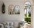 Pair of Vintage Architectural Arched Iron Windowpane Mirrors in Whitewashed Gray For Sale - Image 11 of 12