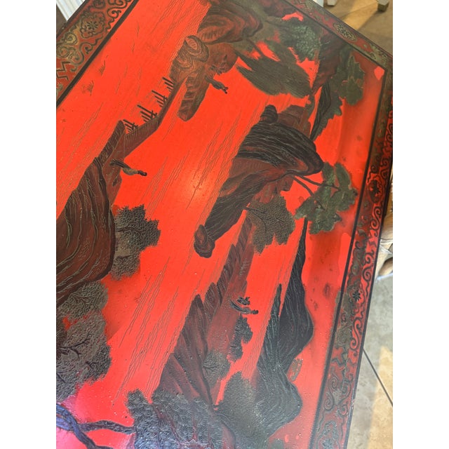Wood 1920s Chinese Red Lacquered Table For Sale - Image 7 of 13
