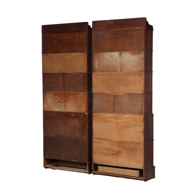 Pr Globe Wernicke Mahogany 6-Stack Step-Back 1-Drawer Barrister Bookcases C1920, 2 Pieces For Sale - Image 16 of 16