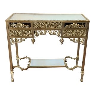 19th French Bronze Mirrored Dressing Table or Vanity With Three Drawers For Sale