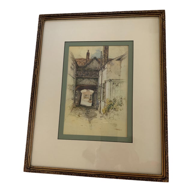 1920s "The George Inn, St Albans" Architectural Etching by Featherstone Robson, Framed For Sale