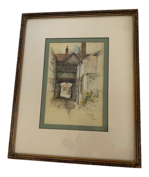 1920s "The George Inn, St Albans" Architectural Etching by Featherstone Robson, Framed