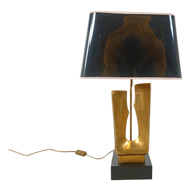 Mid-Century Brass Leaf Table Lamp, 1970s For Sale