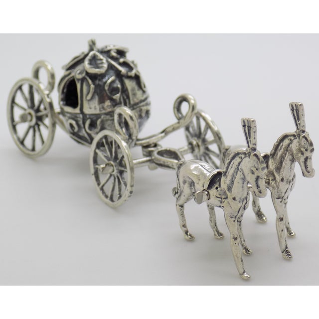 Vintage Italian Handmade Genuine Silver Cinderella Princess Carriage Solid Figurine, Made in Tuscany (Arezzo, Italy) For Sale - Image 6 of 11