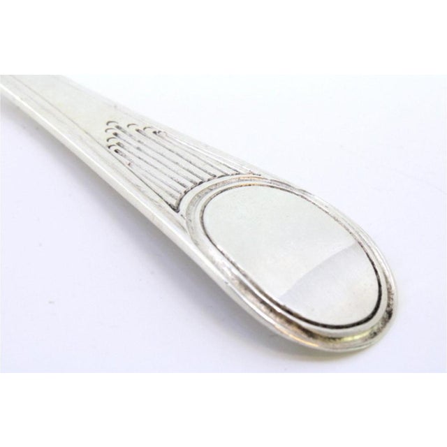 Silver Rice and Serving Spoon with Handle Stripes and Monogram Card For Sale - Image 3 of 6