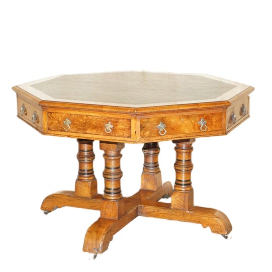 Gothic Revival Pollard Centre Library Table in Oak, 1840s For Sale