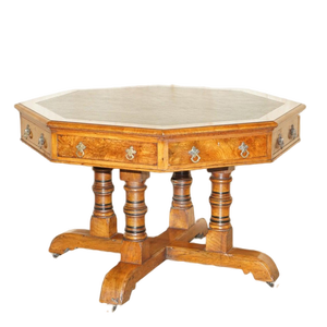 Gothic Revival Pollard Centre Library Table in Oak, 1840s