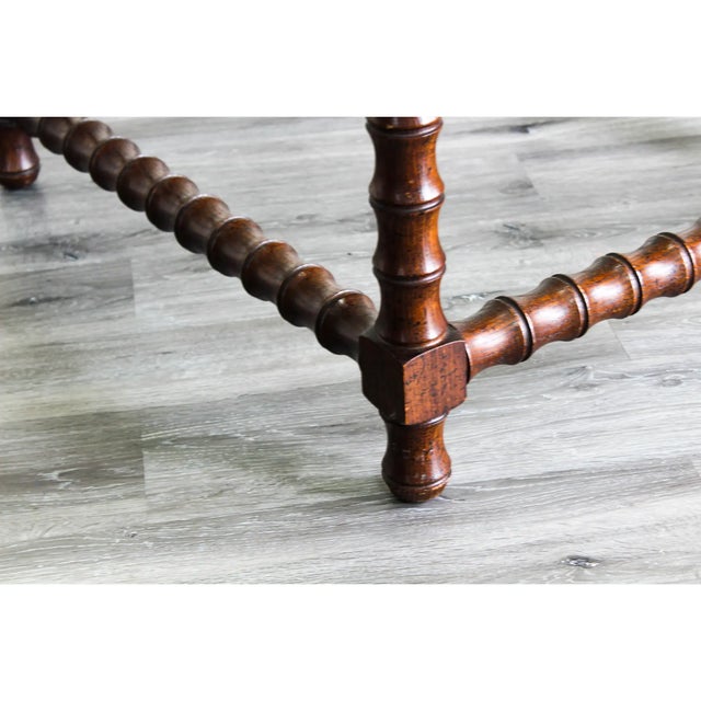 1960s 1960s Mid Century Walnut Turned Coffee Table With Glass Top For Sale - Image 5 of 5