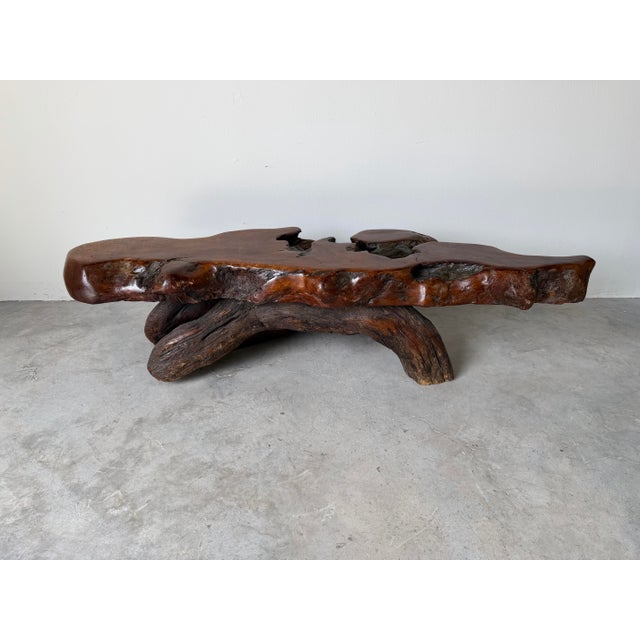 1960s 1960’s Mid-Century Hand-Carved Live Edge Redwood Burl Root Coffee Table For Sale - Image 5 of 12