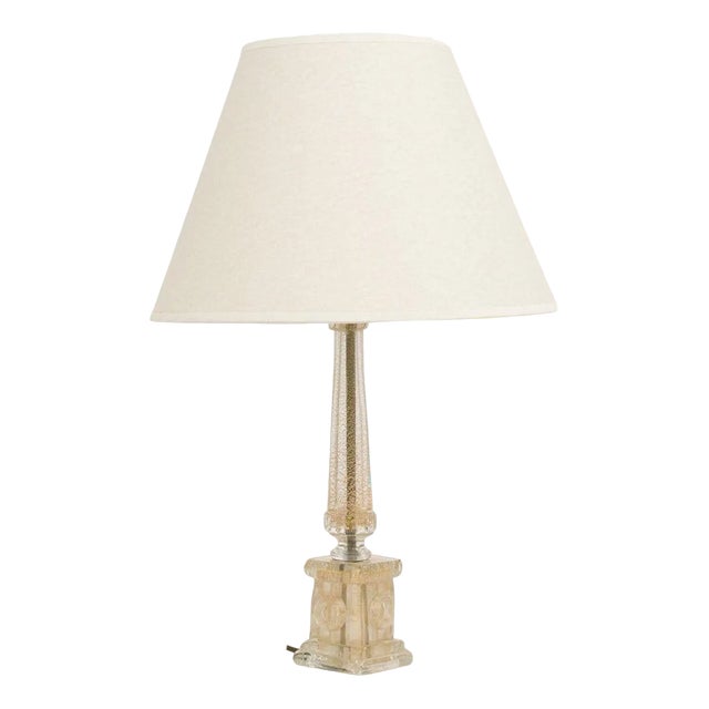 Mid-Century Table Lamp with Golden Clear Base For Sale
