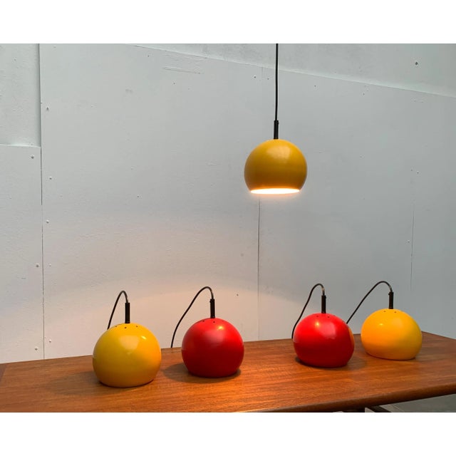 Mid-Century German Space Age Metal Ball Pendant Lamps, Set of 2 For Sale - Image 14 of 18