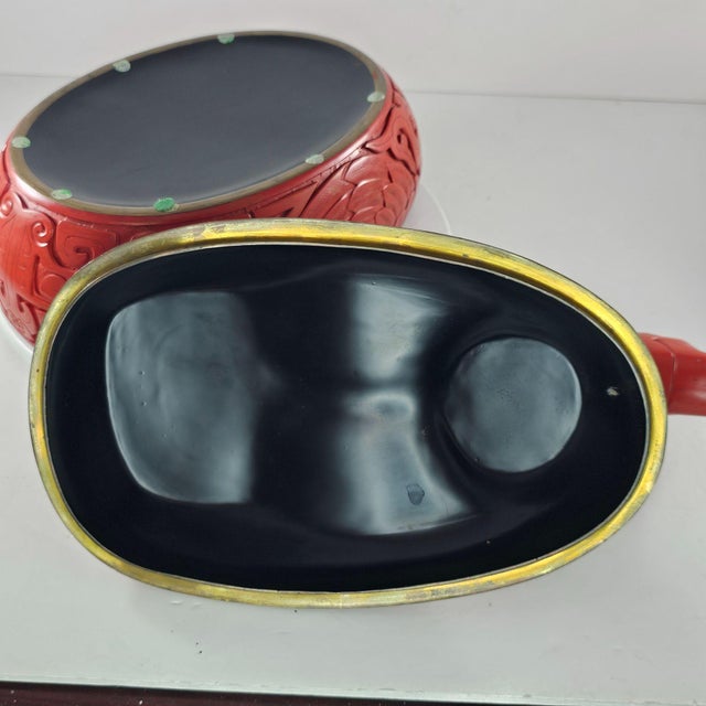 Vintage Red Cinnabar Duck Goose Swan Figure Lidded Box Lacquered For Sale In Tulsa - Image 6 of 9