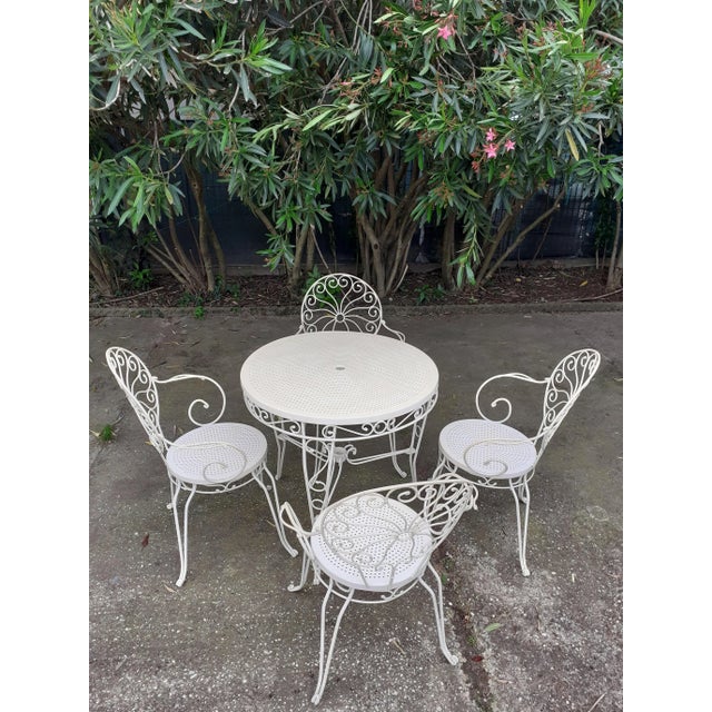 White Garden Table and Chairs, Set of 5 For Sale - Image 8 of 8