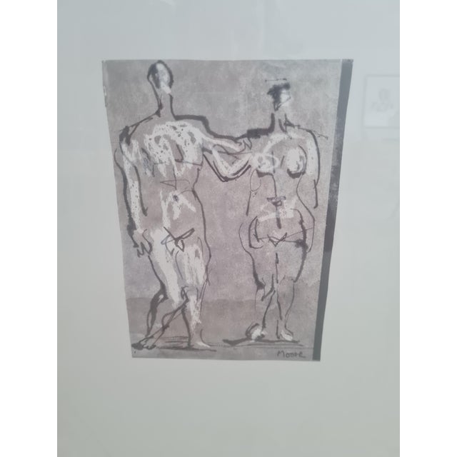 Henry Moore, Nude Two Standing Figures: Man and Woman, 1981, Lithograph, Framed For Sale - Image 4 of 5