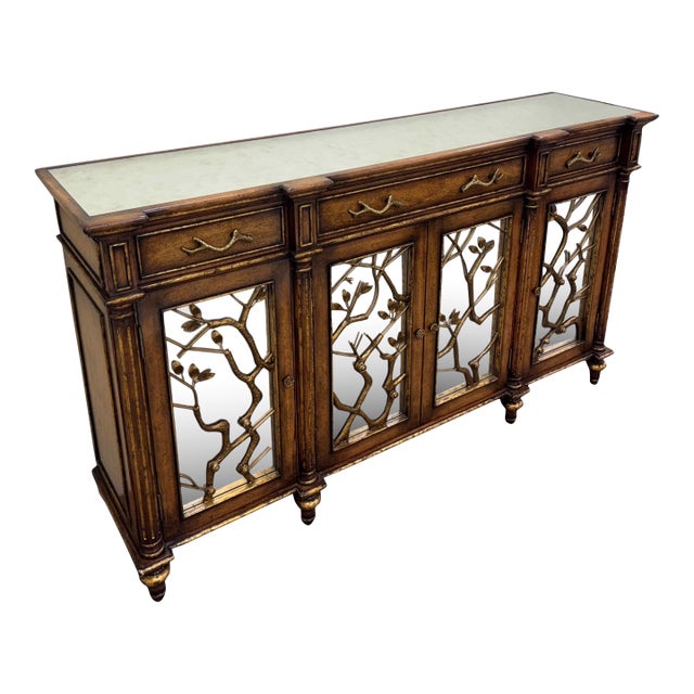 John Richard Eglomise Sideboard With Botanical Brass Overlay For Sale