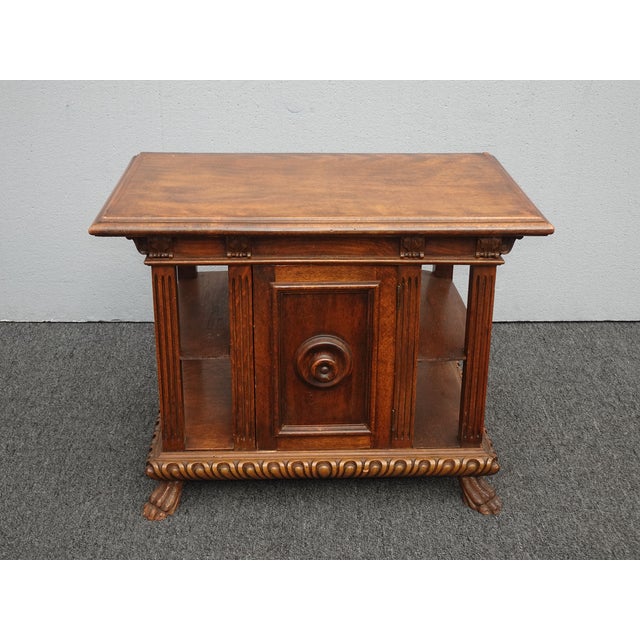 Antique French Country Oak End Side Table Bookcase Display Shelves W
