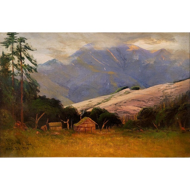 American James Everett Stuart-1920s Junipero Serra Peak on a Ranch House Landscape-Oil Painting For Sale - Image 3 of 9