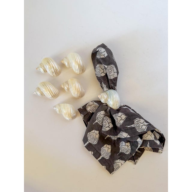 Vintage Pearl Shell Napkin Rings, Set of 6 For Sale - Image 4 of 7