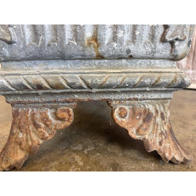 Verdigris Antique French Cast Iron Jardinière Planter, Louis XVI Style, 1880 For Sale - Image 8 of 13