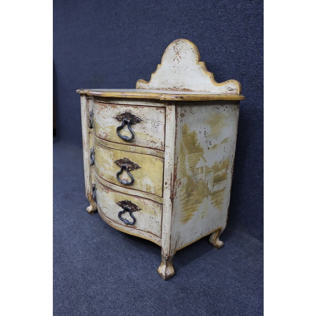 Italian Italian Style Painted Three Drawer Commode With Scenic Decoration For Sale - Image 3 of 18