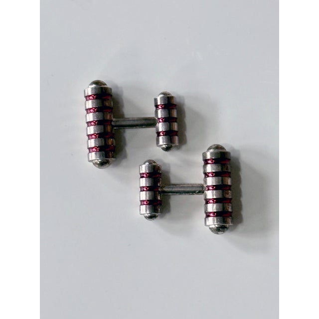 Pair of Sterling Silver and Enamel Cuff Links Paloma Picasso forTiffany & Co. For Sale - Image 11 of 11